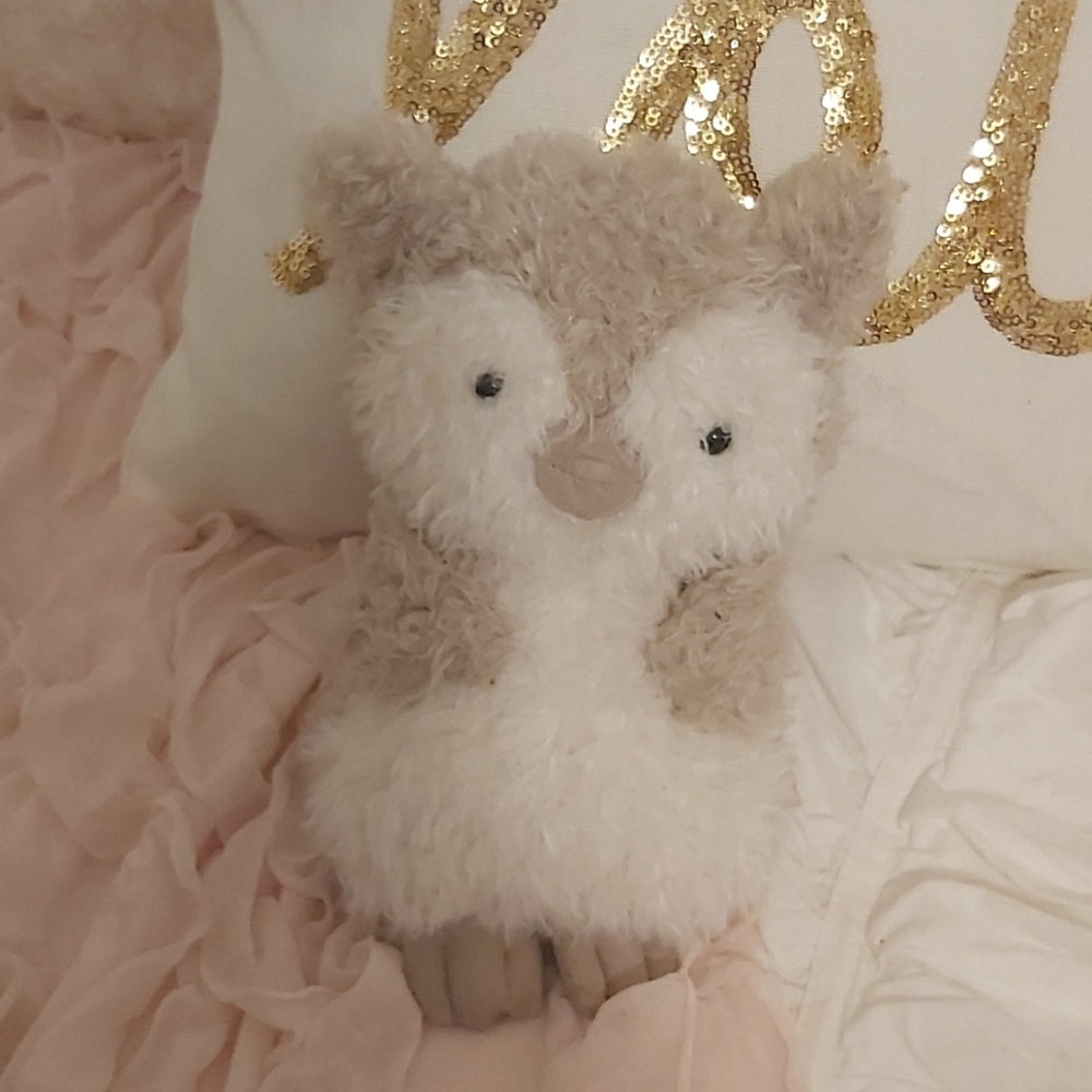 Jellycat soft owl stuffed animal neutral colors